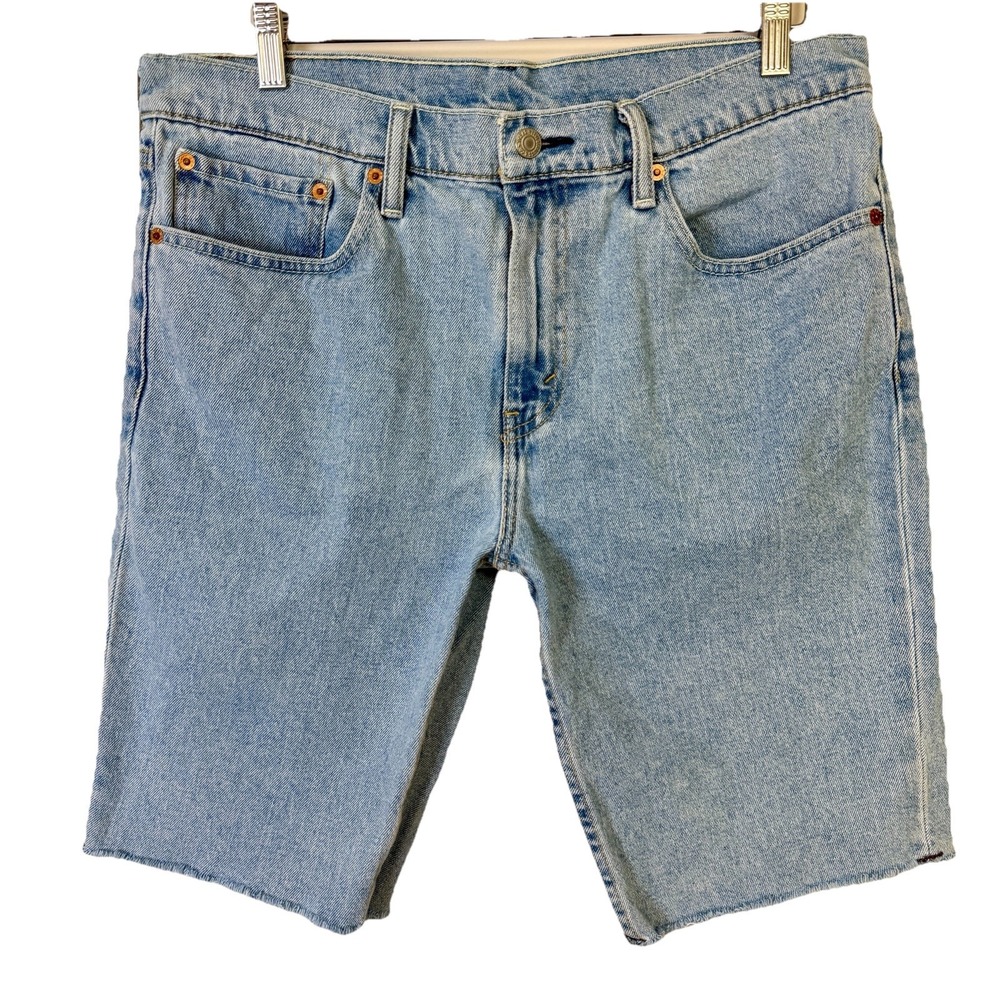 Levi's 511 Mens 34 Light Blue Cutoff Wash Jeans‎ Shorts Raw Hem Distressed Y2K